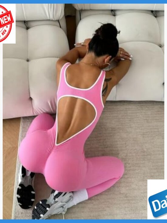 Seamless Shapewear Bodysuit Open Back Design Workout Yoga Pilates Large - Picture 2 of 6